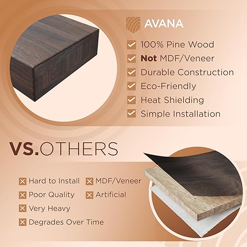 Miniatura 5 de Avana - Repisa para chimenea de 48 pulgadas, natural, para montar en la pared, repisa de madera hecha a mano, flotante, rústica, marrones, 48 x 8 x