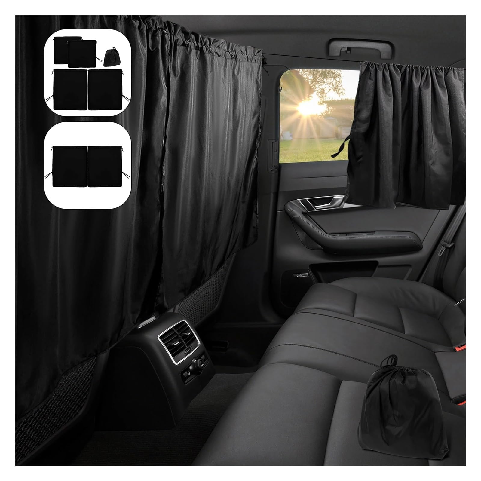 Rideau Voiture Rideaux de confidentialité for Voiture, Rideau séparation Universel for Banquette arrière, Pare-Soleil occultants, Accessoires for vitres latérales(3pcs)