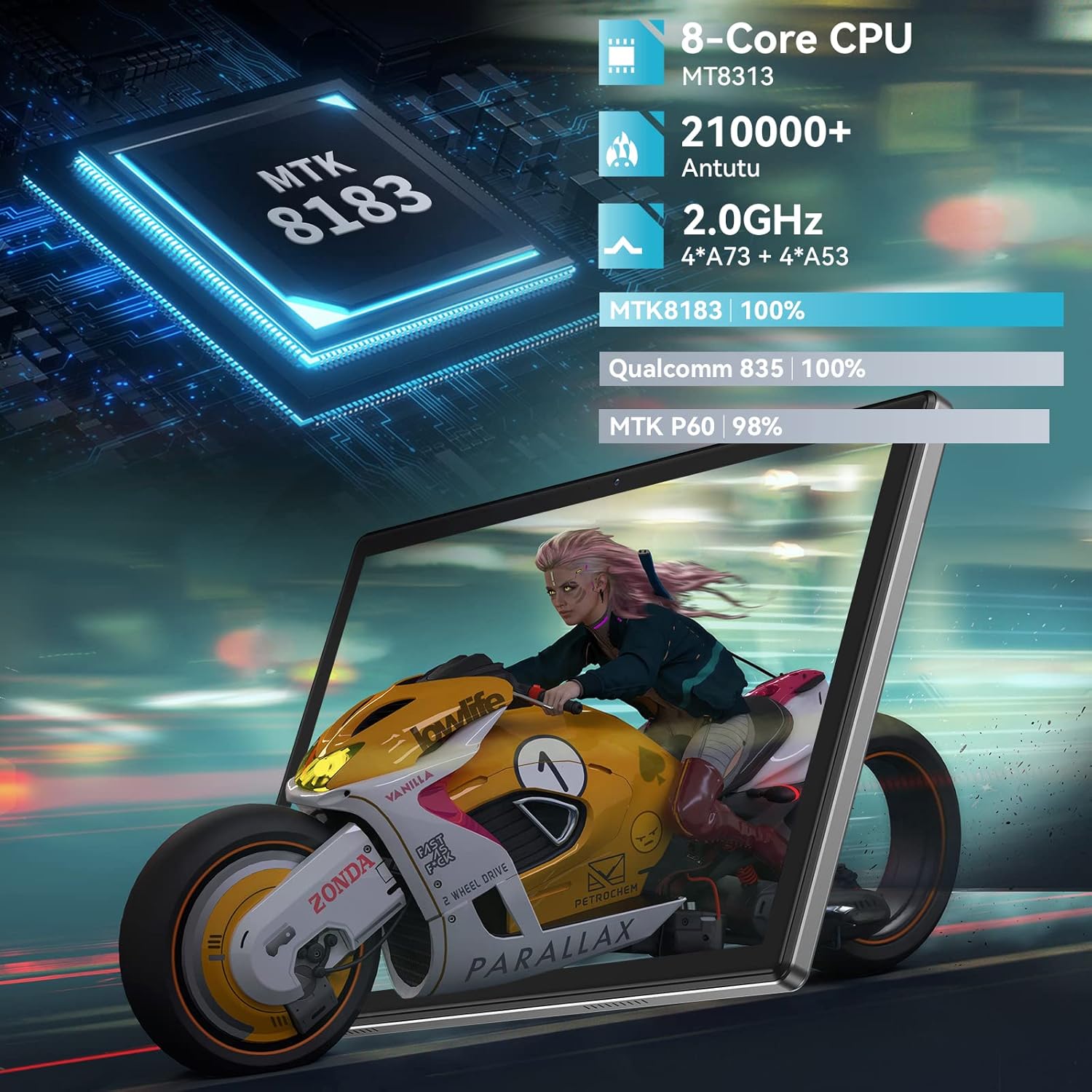 Headwolf Android 15 Tablet 10 inch Tablets (Green)