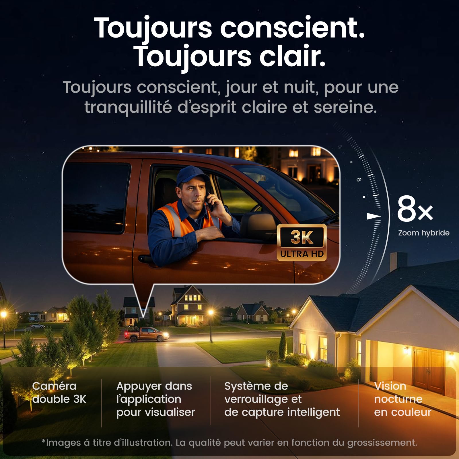 aosu T2 Pro 3K Caméra de sécurité extérieure Solaire sans Fil Kit 2 Caméras | Double Objectif 3K, Angle Mort Éliminé, 170°+360° PTZ, IA, Zoom 8x, Stockage 1To Extensible, Idéal Pour Maison Et Jardin