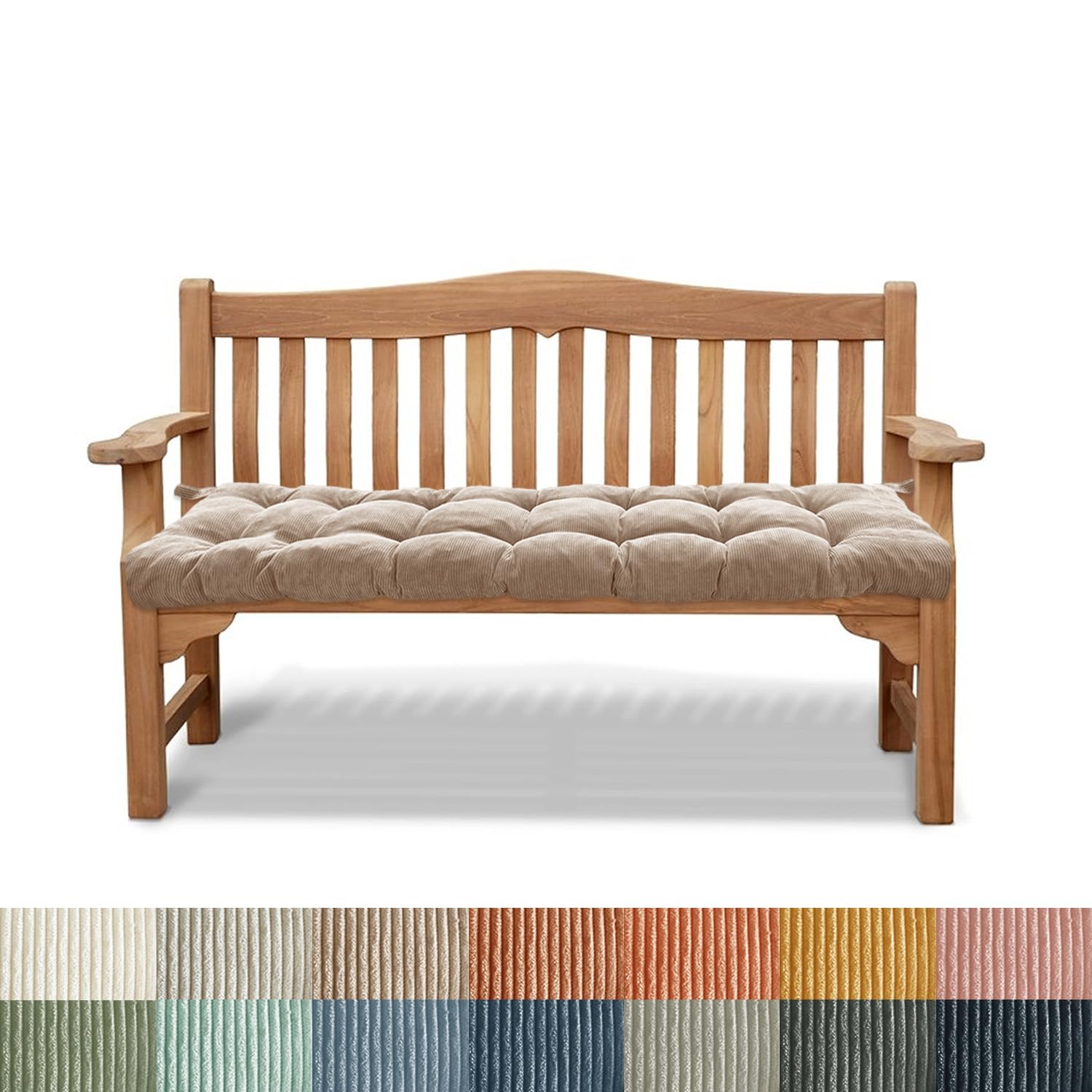Cojín de banco marrón 115x30x6 cm para columpio y jardín acolchado