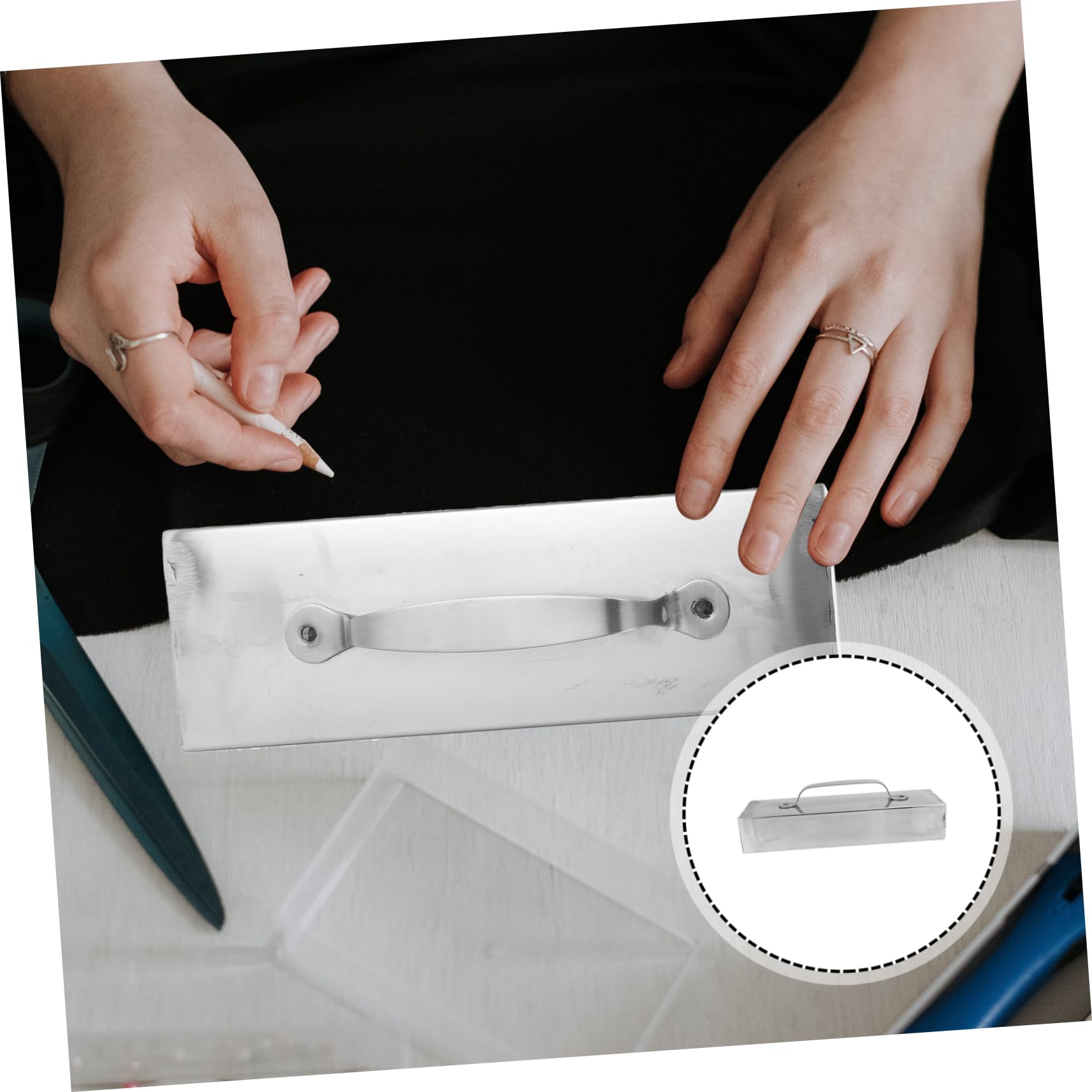 Herramienta de Costura para Fijar Tela Bloque de Acero Inoxidable, Bordes Redondeados, Fácil Limpieza para Corte y DIY