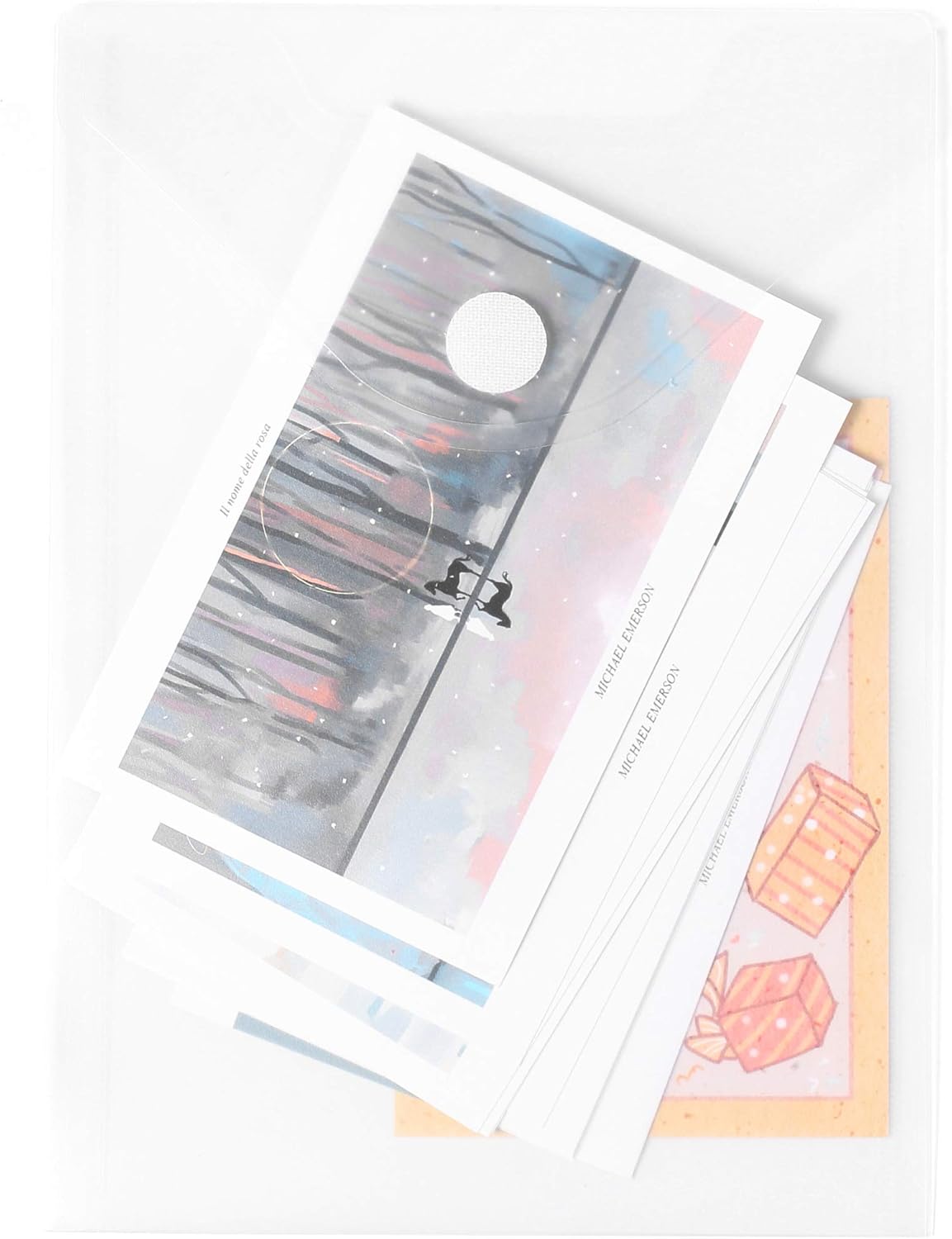 7x9 Clear Plastic Envelopes Hook Loop Closure Receipt Stickers Storage Holder 40 Pack