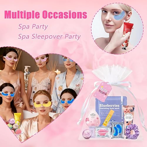Miniatura 6 de 132 piezas de suministros de fiesta de spa para mujeres, incluye máscaras faciales, máscaras de labios, máscaras de ojos, crema de manos, bálsamo