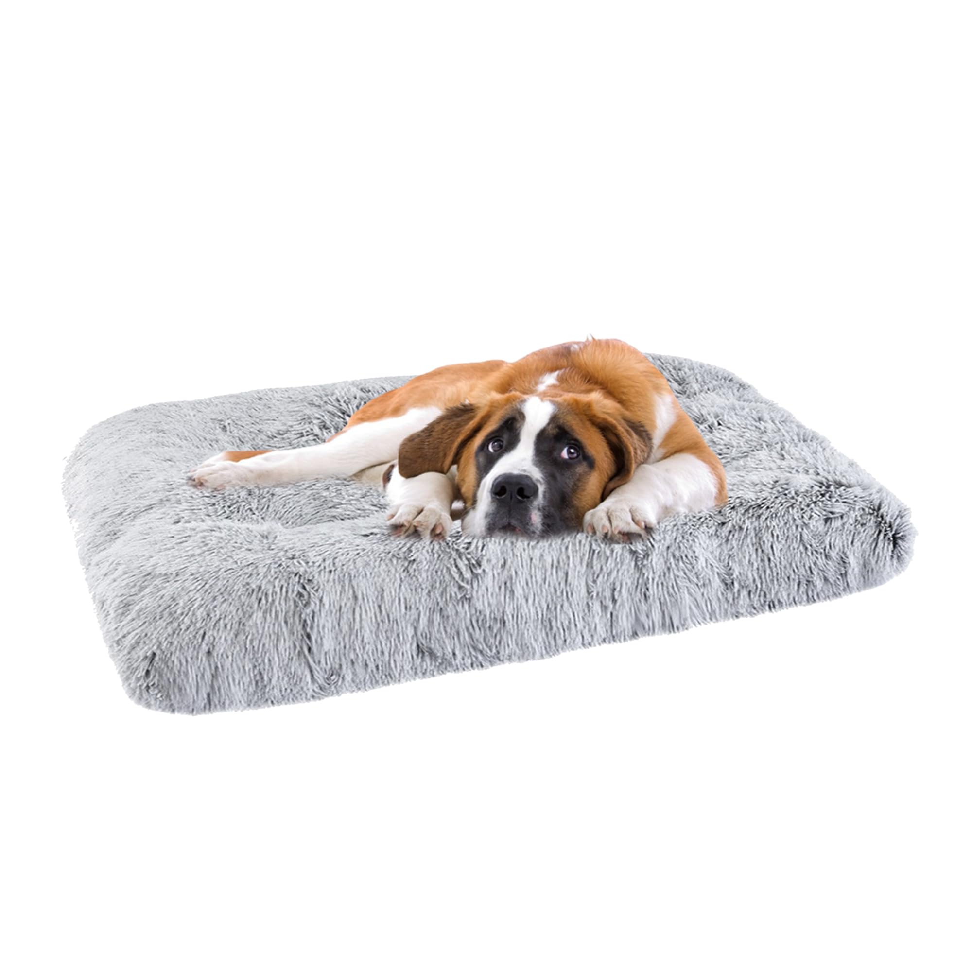 Materasso per gabbia per cani extra large, anti-ansia, con fondo antiscivolo, morbido cuscino in peluche per cani, lavabile, calmante, cuccia per animali domestici, 122 x 85 x 12 cm, grigio1