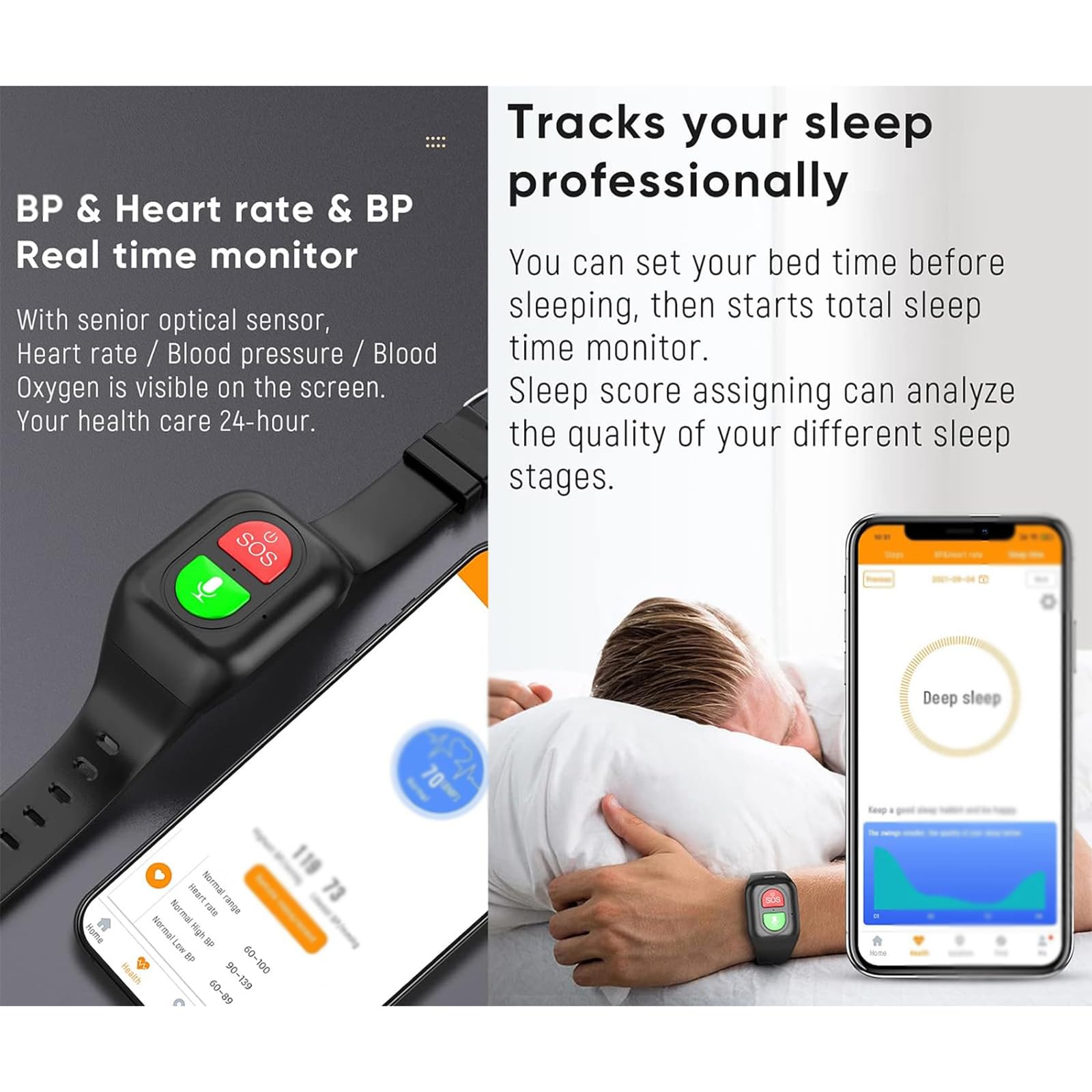 Reloj inteligente de detección de caídas para personas mayores, pulsera de seguimiento GPS con llamada de voz, SOS, geocerca, recordatorio de vibración, ideal para pacientes con demencia, Alzheimer