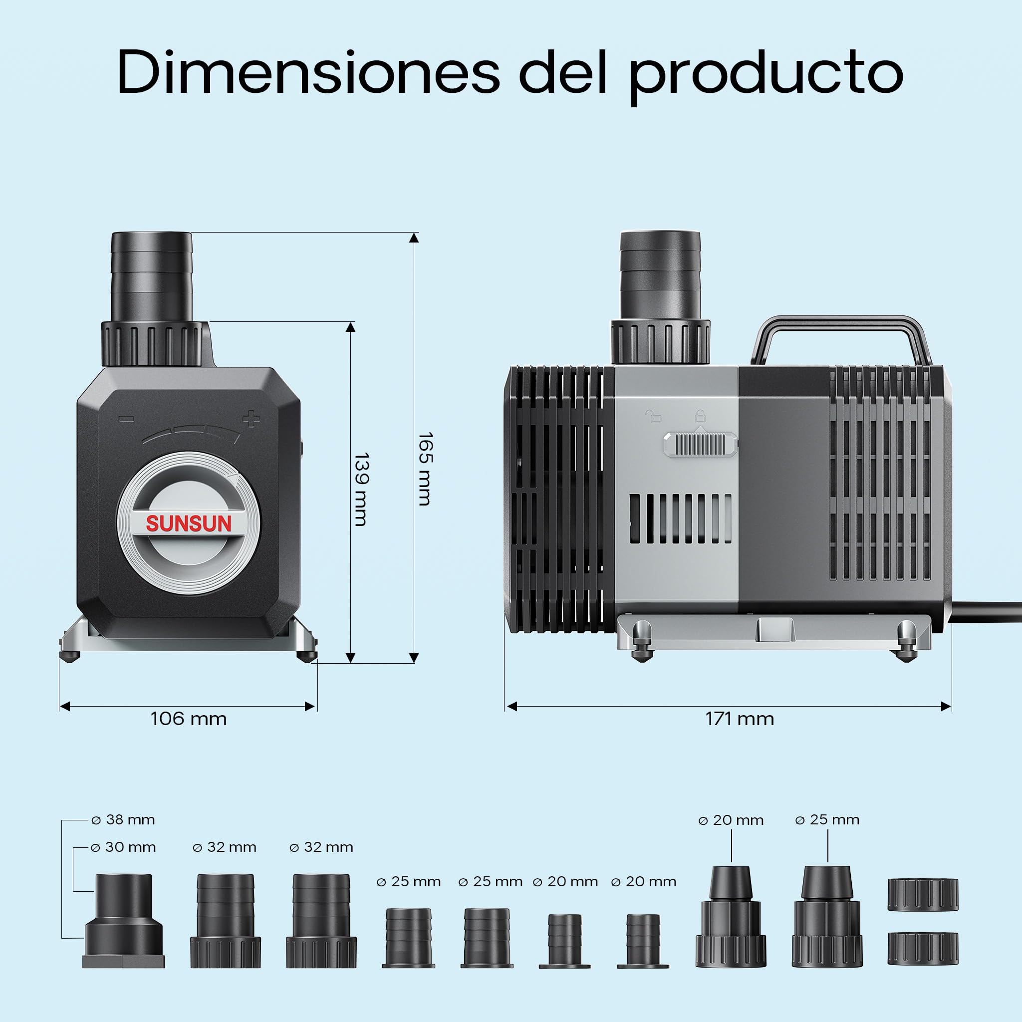 SunSun 4500l/h 30W SuperECO Bomba acuarios Filtro Arroyo Pescado Koi CTP-4800