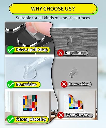 Miniatura 5 de Masilla de montaje mejorada con lengüeta para tirar, cinta de museo extraíble adhesiva de doble cara puntos adhesivos sin rastro para póster, 182