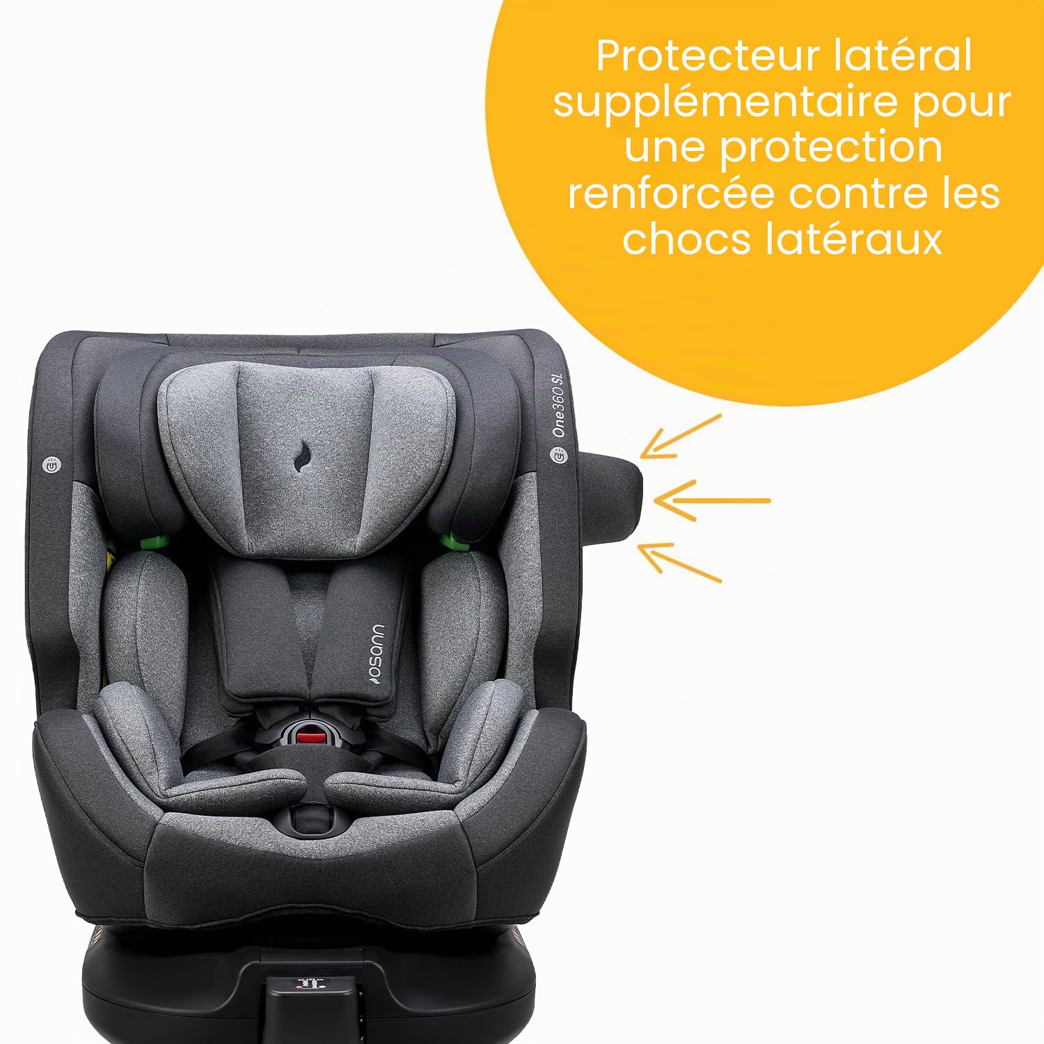 OSANN - Siège auto bébé/enfant One360 SL Rotatif 360° Isofix/Jambe de force - 40-150 cm - 0 à 12 ans - Groupe 1/2/3 - Gris, Hauteurs 14 positions, Dos/Face à la route, Supports pour sangles d'épaules