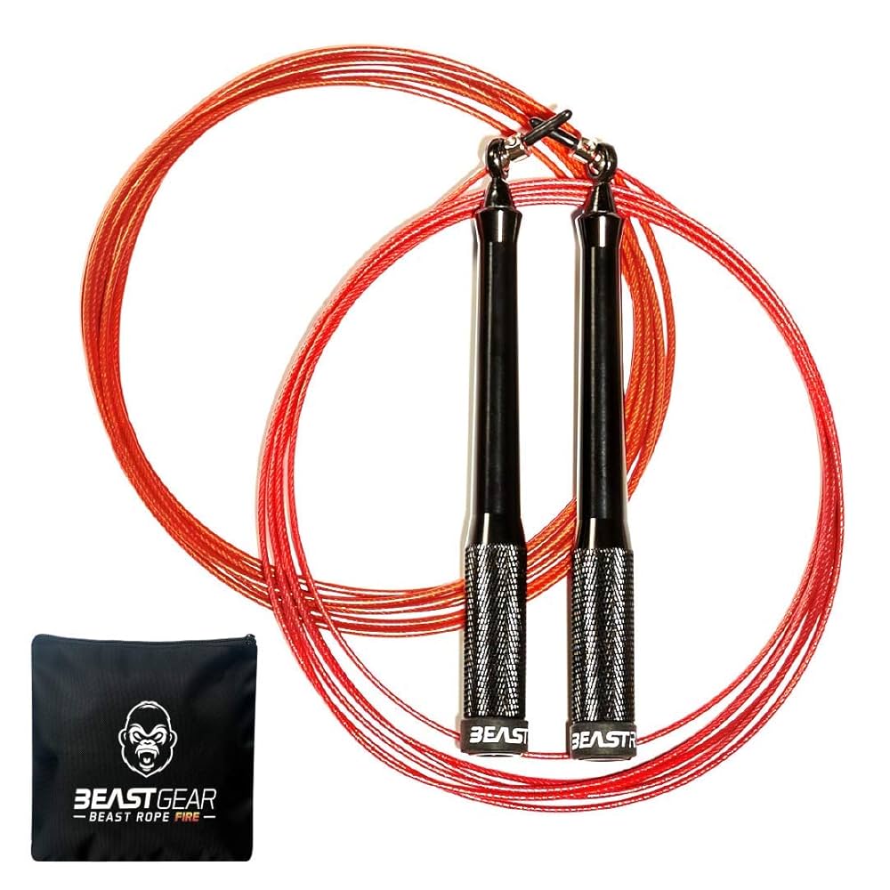 BEAR GRIP - Elite Speed Skipping Rope For Fitness Conditioning, Self-Locking Anti-Slip Handles For Crossfit, MMA & Boxing, Adjustable, HIIT & Cardio Workouts For Men & Women - Black Aluminium