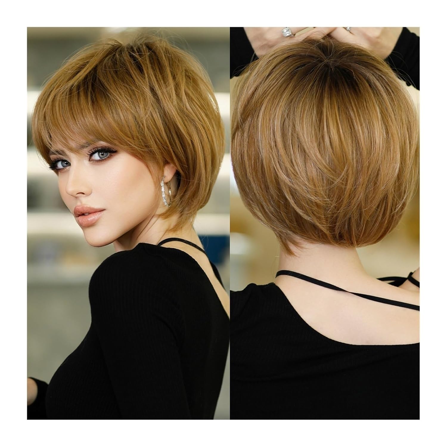 Wavy Wigs Short Bob Wig Ombre Wig for Women Daily Party Natural Synthetic Hair Wig with Bangs Heat Resistant Fiber Women’s Wigs Wavy Wigs Short Bob Wig Ombre Wig for Women Daily Party Natural Synthetic Hair Wig with Bangs Heat Resistant Fiber Women’s Wigs