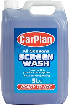 CarPlan Windshield Washer Fluid, 1.3 Gallon Ready Mixed Streak-Free All Seasons Formula for Summer and Winter, Dirt & Bug Remover, Prevents Freezing to -4C