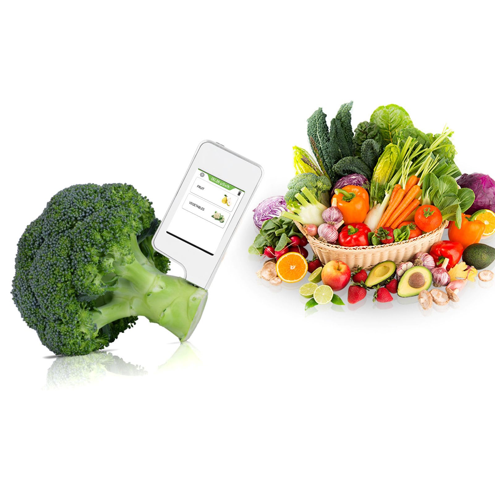 Eujgoov Probador de Nitrato, Carga USB del Detector de Nitrato y Rango de Medición de 0-9999 Mg de Kg, para Frutas, Verduras e Ingredientes Alimentarios