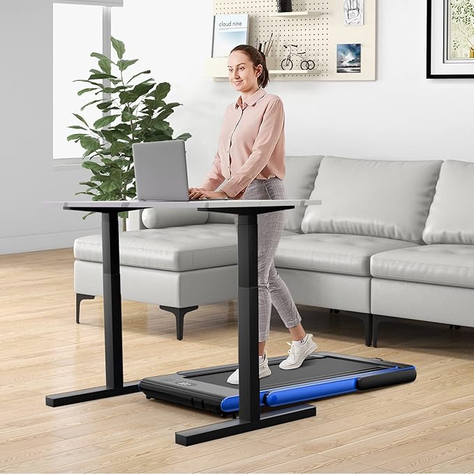 Caminadora Plegable Eléctrica 2 en 1 con Monitor LED y Bluetooth Azul miniatura 8