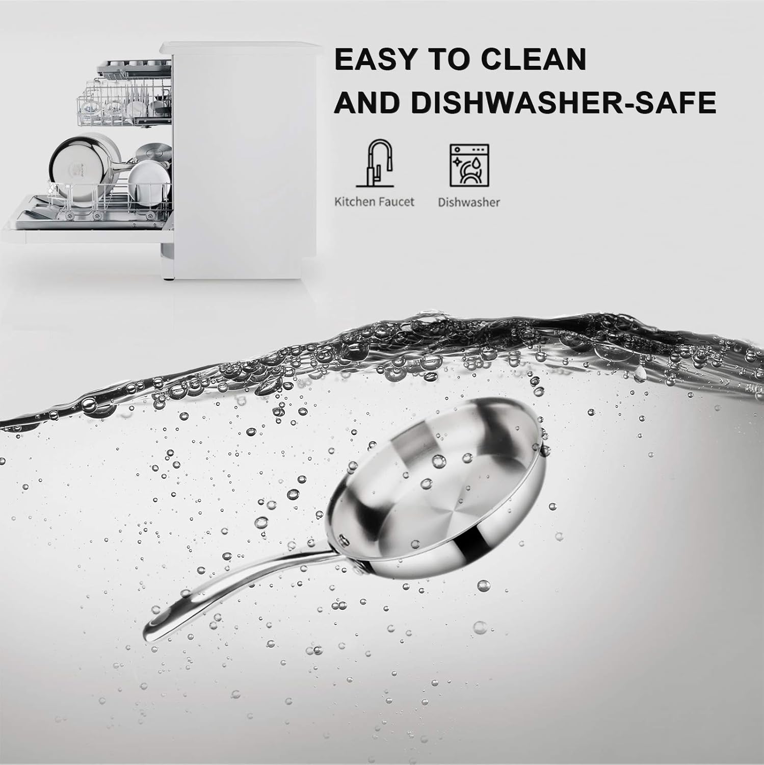 Duxtop Whole-Clad Tri-Ply Stainless Steel Stir-Fry Pan Kitchen Induction Cookware 8 Inches