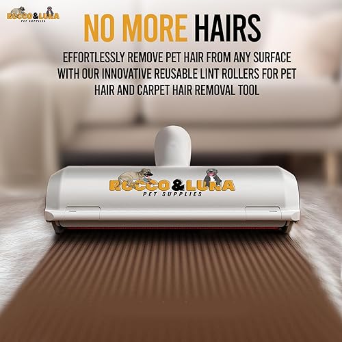 Miniatura 6 de Rocco and Luna Pet Supplies - Rodillo de pelusa para pelo de mascotas  Removedor de pelo de gatos y perros multisuperficie reutilizable para ropa,