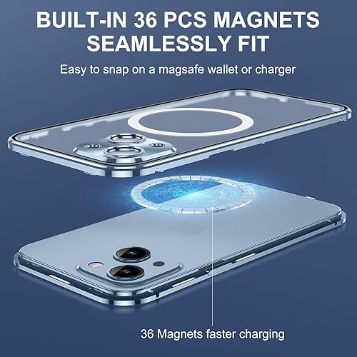 Miniatura 6 de Jonwelsy Funda para iPhone 14 Plus, compatible con Magsafe de 360 grados, carcasa de protección de cuerpo completo de atracción magnética,