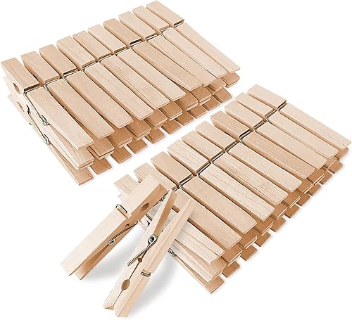 Alfileres de madera para ropa, paquete de 50, 2.9 pulgadas, gran óxido de madera de abedul natural, pinzas para ropa resistentes a la humedad,