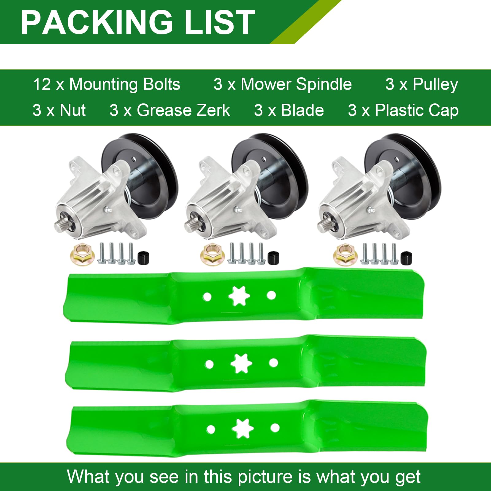 Kit de cuchillas de montaje de husillo de 50 pulgadas para Cub Cadet MTD RZT L50 S50 LX50 SX50 XT1-GT50 ZT1-50 G8200 G8300