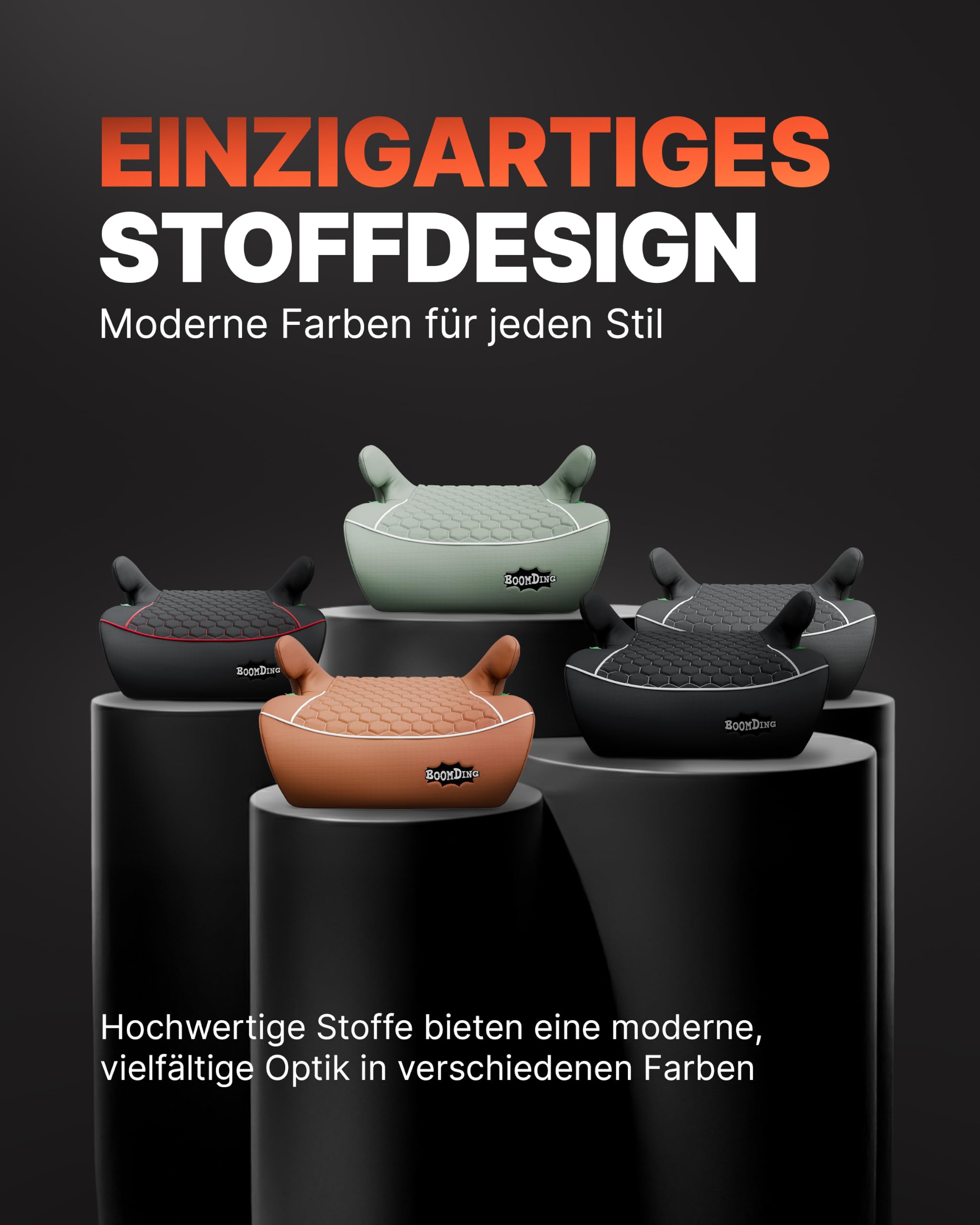 Sitzerhöhung Auto Kinder - inkl. gratis Zusatzbezug - Kindersitz - 15-36kg - ab 125 cm - neueste Norm ECE R 129 - Extra dicke Polsterung der Sitzschale mit Premium Wabenmuster