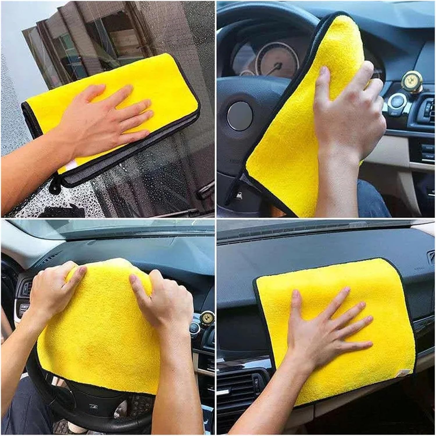 3/5/10Pcs Car Wash Microfiber Towel 30x30/60CM Car Cleaning Drying Cloth Hemming Car Care Cloth Detailing Car Wash Towel(5pcs 30-30cm)