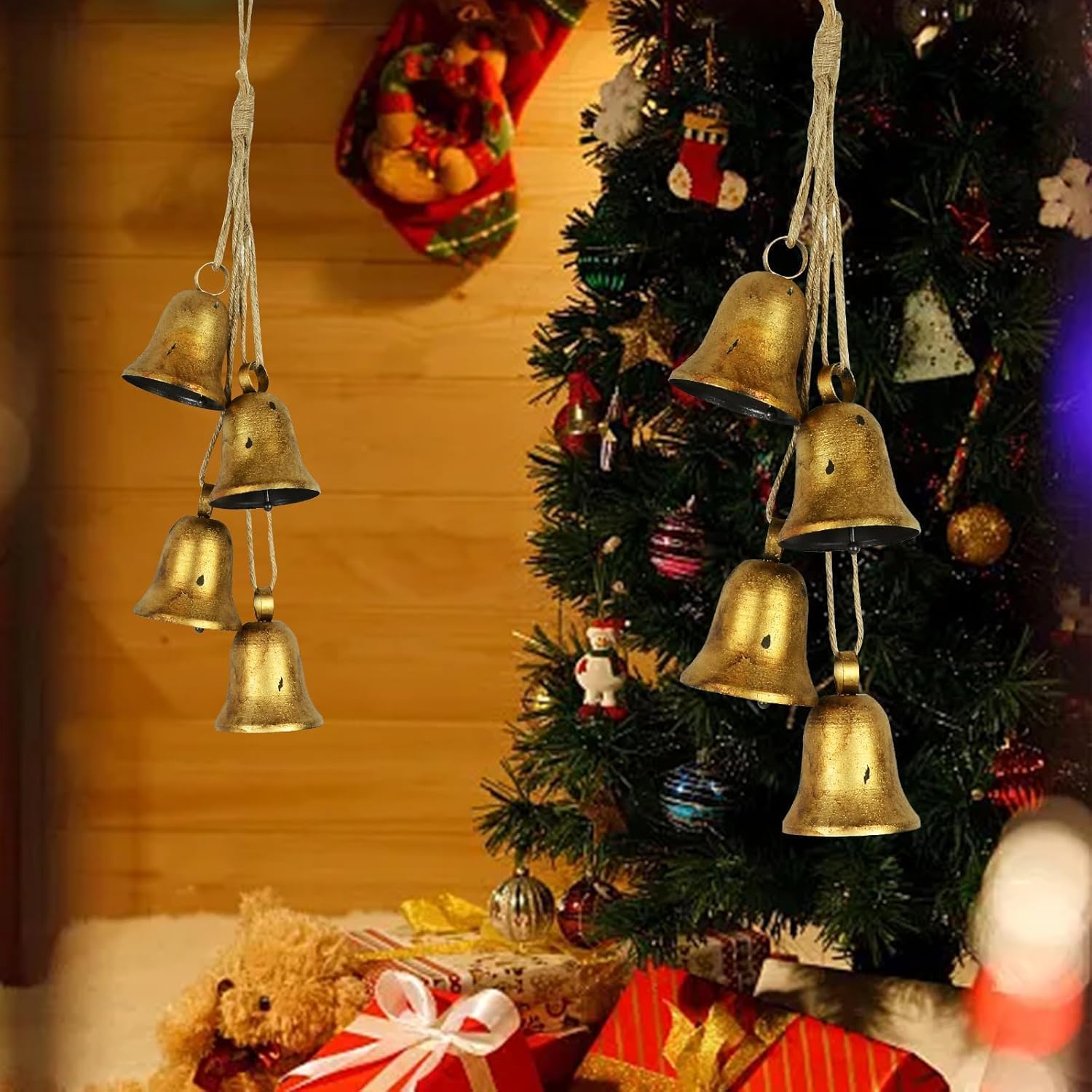 Bell Garland HARMONY BELLS In Two Sizes - Group Of Two Rustic Gold ...