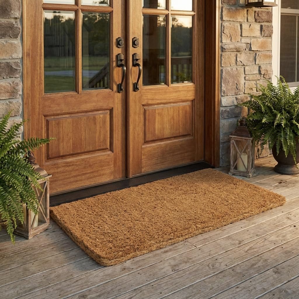2-Inch Thick Coco Coir Door Mat, 36" x 48" – Natural Fiber, Woven-Backed, Heavy-Duty for Indoor/Outdoor Front Door Entryway & Porch