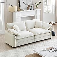 Vista 155 de Sofás seccionales grandes de 115.34" para sala de estar, sofá de pana color camel de asiento profundo de 3 plazas en forma de L, sofá seccional