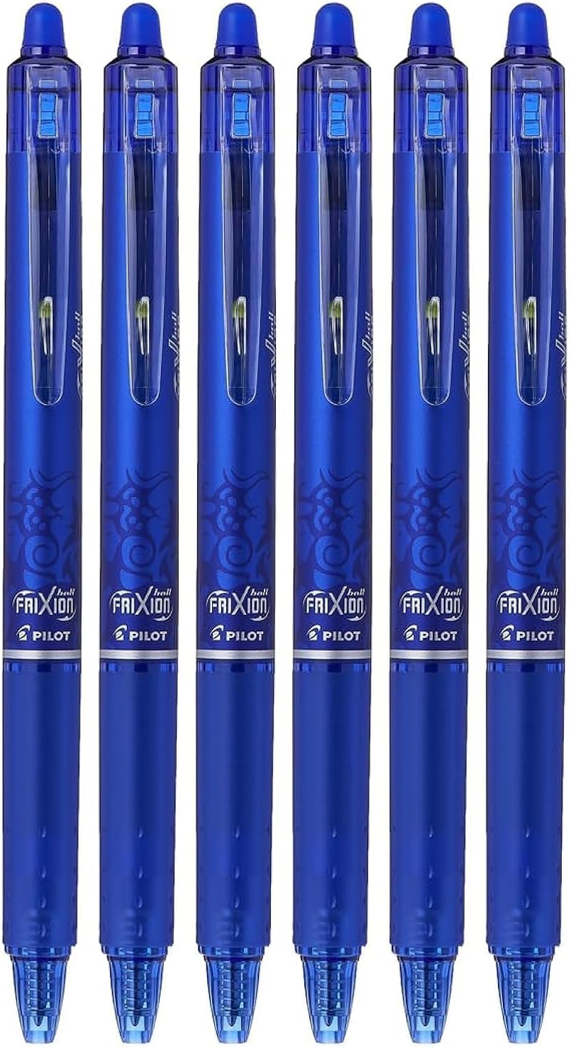 Pilot FriXion Clicker Retractable Erasable Gel Pens, Fine Point, Blue Ink (6) Amazon.in