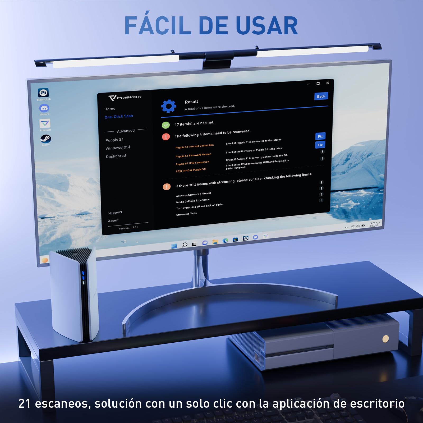 PRISMXR Inalámbrica para Streaming PC-VR - Compatible con Meta Quest 3S/3/2, Pico 4 Ultra - VR Router WiFi6 AX3000, Sustituye Cable Air Link, Conexión Estable y Rápida - Puppis S1