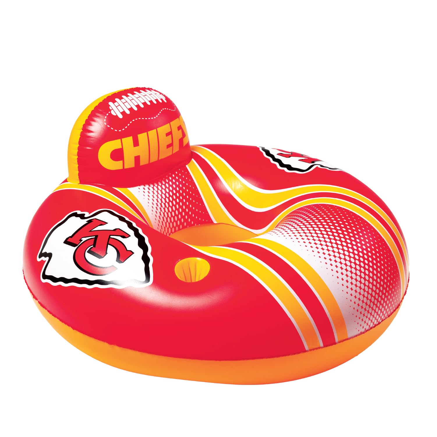 BigMouth Kansas City Chiefs 42” Inflatable Pool Floats Officially Licensed NFL Fan Gear Merchandise Back Support Inner Tube for Adults and Teens