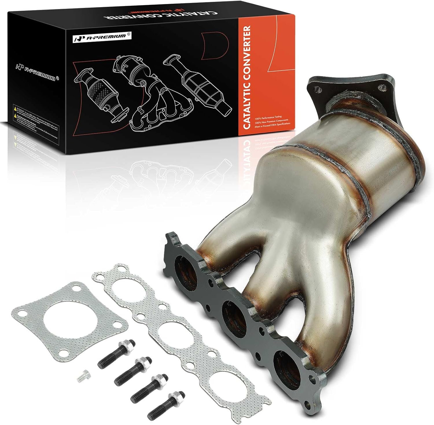 A-Premium Front Right Exhaust Manifold Catalytic Converter with Gasket Kit Direct-Fit Compatible with Volvo XC60 XC70 2011-2015 3.2L, S80 2011-2014 3.2L, E.P.A. Compliant, Replace# EC41163