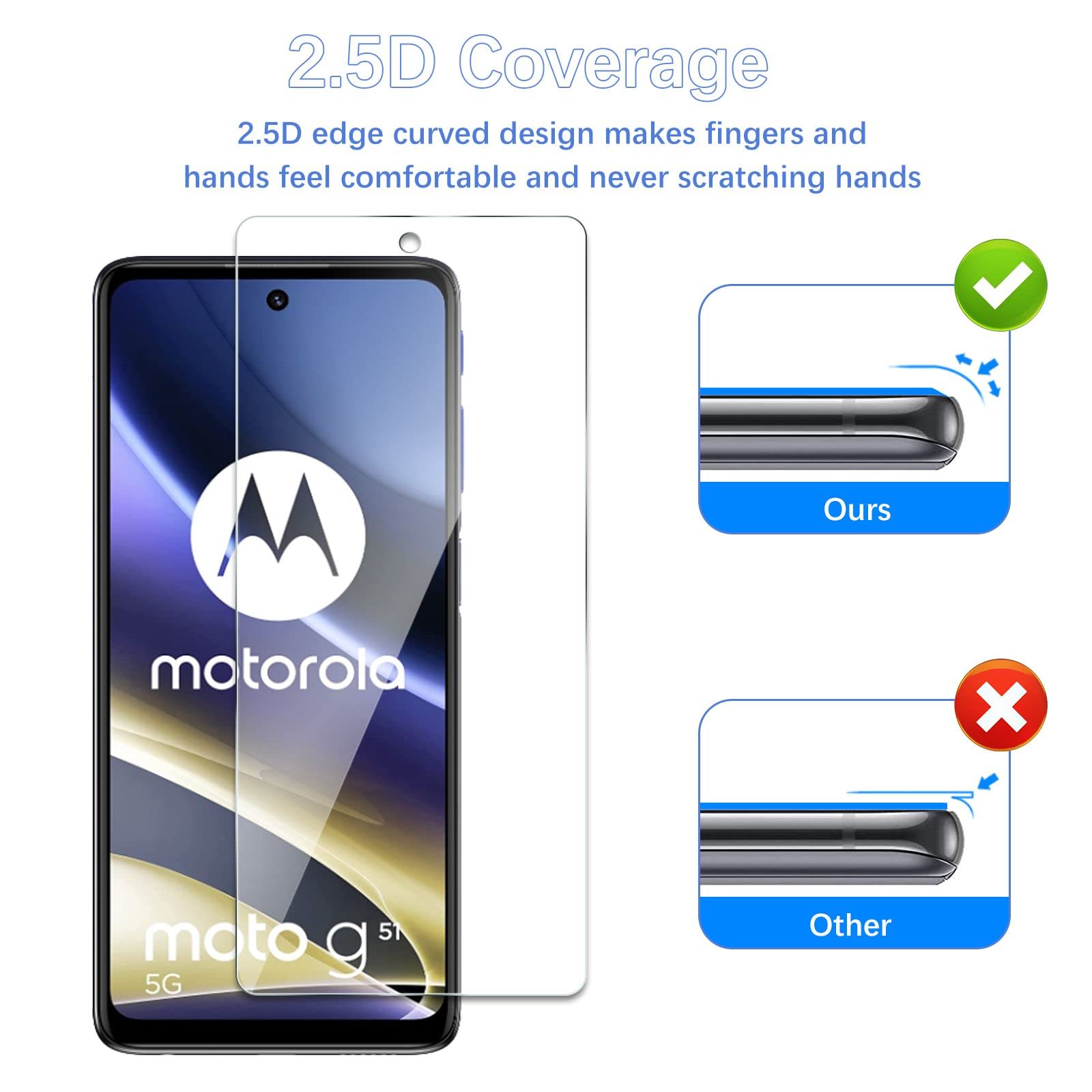 3 Pellicole Vetro Temperato 9H Per Motorola Moto G51 / G60s / G60 / G40 - HD, Antigraffio, Con Kit Installazione
