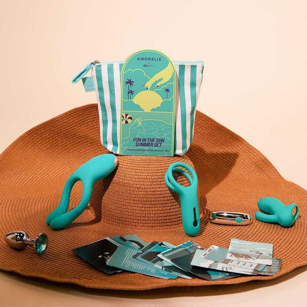 AMORELIE Loveboxxx - Confezione regalo "Fun in the Sun", set erotico per coppie, 5 pezzi (valore superiore a 100 €)