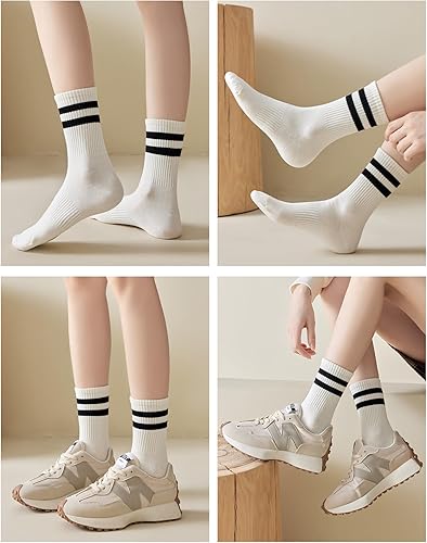Miniatura 5 de Calcetines Crew para Mujer Calcetines Deportivos a Rayas para Mujeres