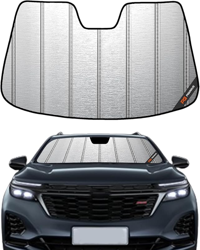 Protetor Solar para Para-brisa Pigenius para Chevrolet Equinox 2018–2024, acabamento prata escovado