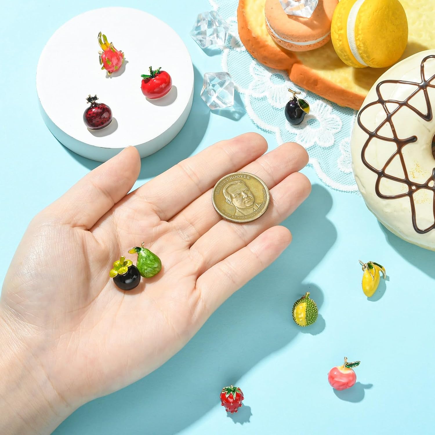Airssory 10 Pcs 10 Styles Cute Fruit Theme Enamel Pins Lapel Pin Resin Food Brooch Peach Fruit Brooch Pin for Backpack Clothes Decor