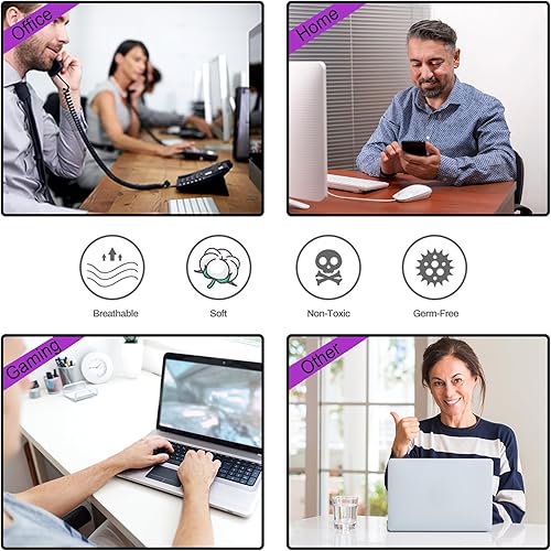 Vista 41 de ARTSO Alfombrilla de escritorio grande negra, alfombrilla de mouse para juegos XXL, alfombrilla de escritorio antideslizante con base de goma, Flor