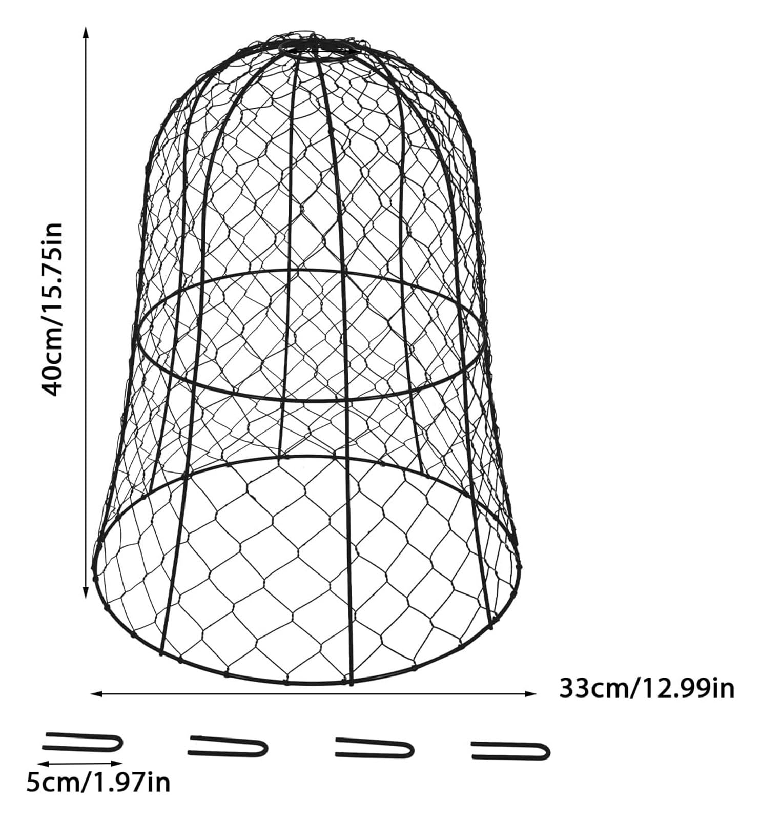 Lot de 6 cloches de jardin pour plantes, protection des plantes en fil de poulet, 32,99 cm de diamètre x 40 cm de hauteur, pour la protection du jardin