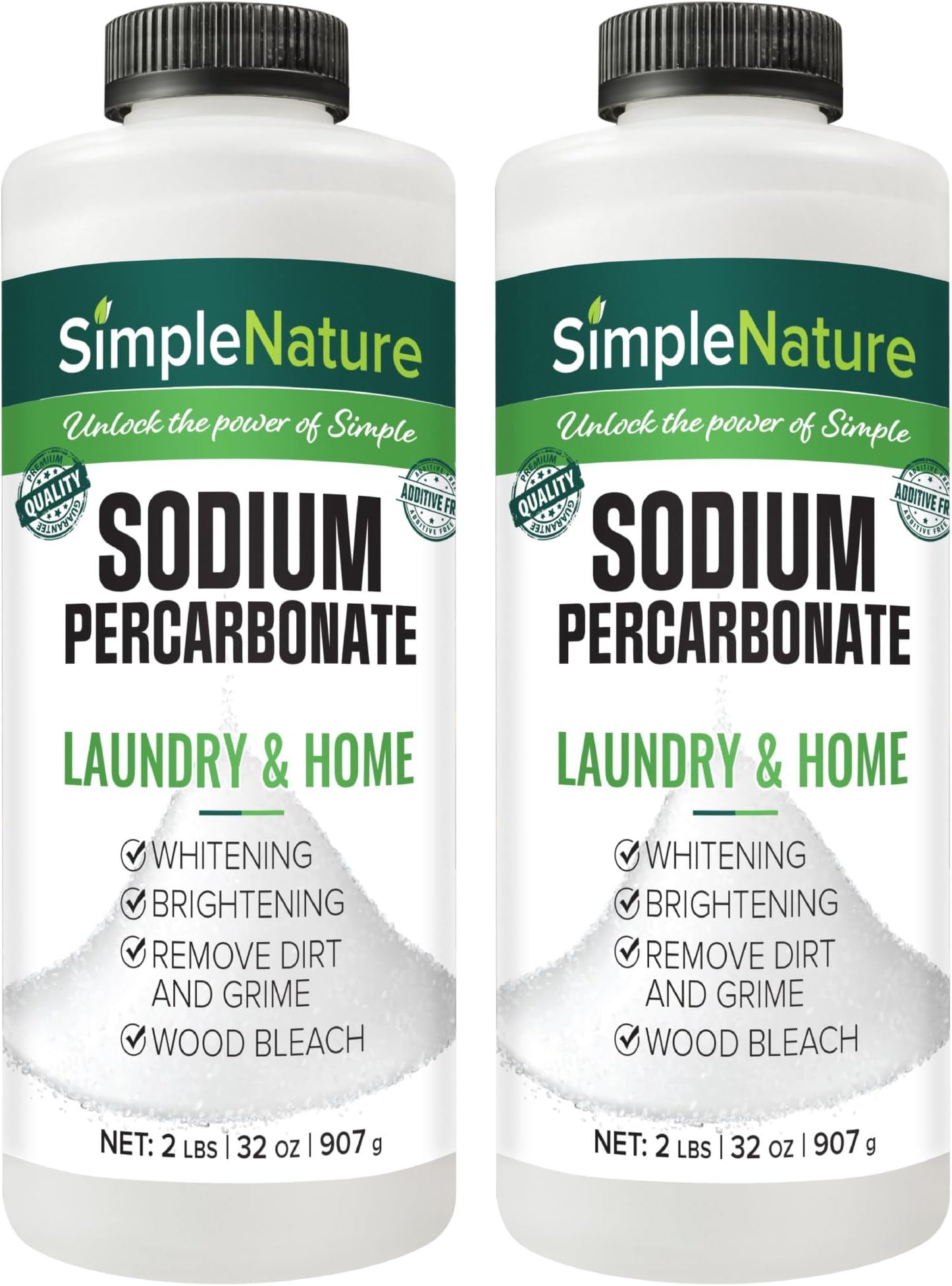 SimpleNature Sodium Percarbonate (4 lbs total, 2 pack of 2 lbs) - Versatile Biodegradable Scent-Free Cleaner for Home, Laundry, and Decking - Pure Oxygen Bleach - Convenient Container with Scoop