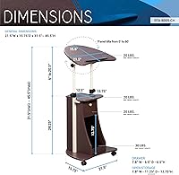 Vista 3 de Techni Mobili Carrito de Computadora Portátil Médica con Ruedas y Almacenamiento Ajustable de Sentado a de Pie, Chocolate, B005