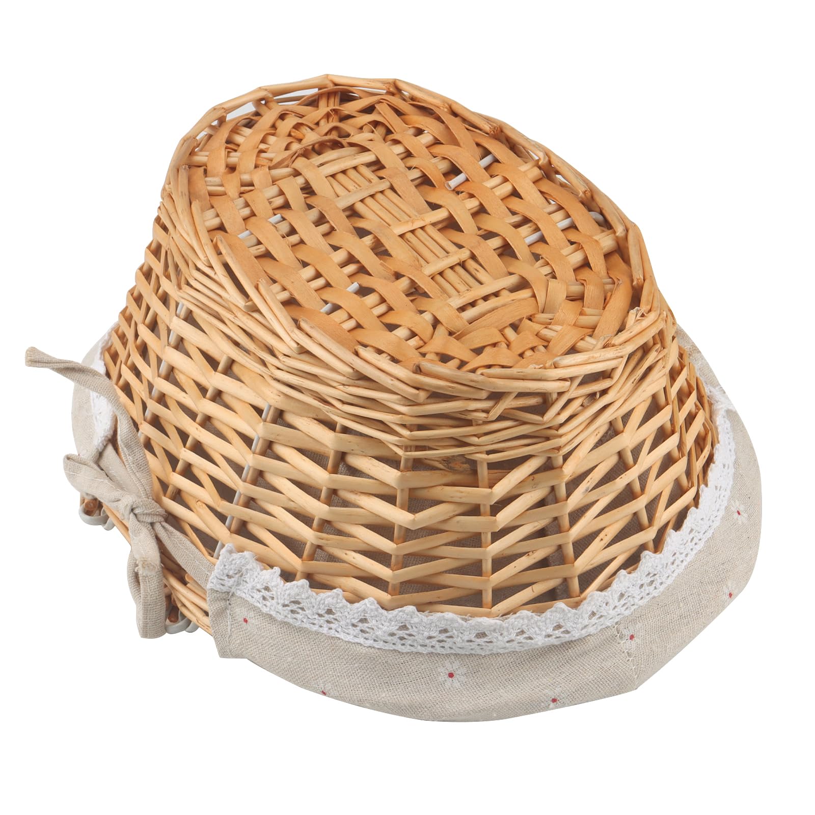 MUKCHAP 2 cestini da picnic ovali in vimini, 32 x 23 x 12 cm, in vimini intrecciato, con rivestimento con manico pieghevole, per picnic