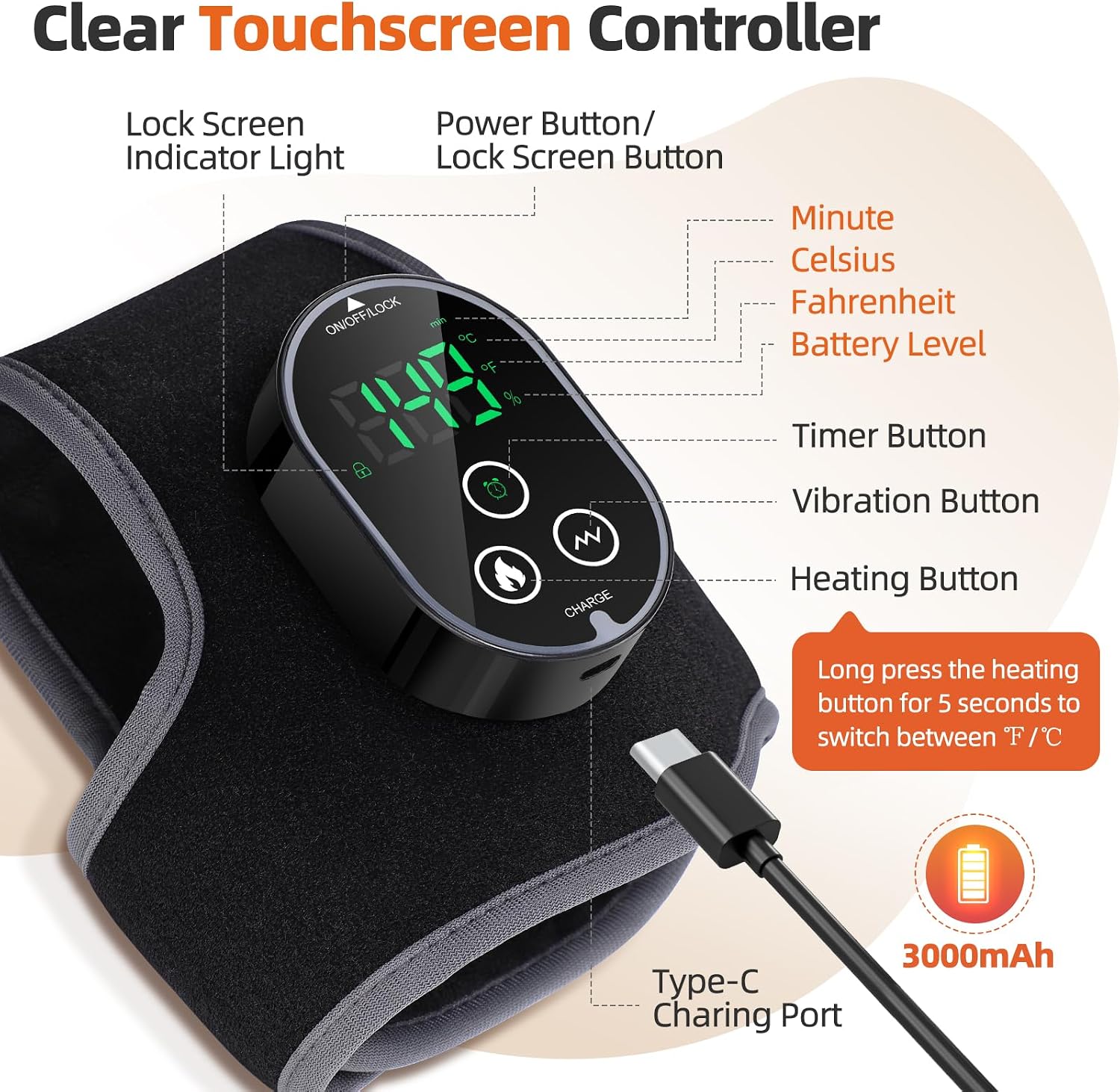 Ankle Massager, Cordless Ankle Heating Pad with Massage, Foot Massager with Heat, 3000mAh Rechargeable, 4 -Level Heats, Foot Heating Pad for Sports/Work/Travel (Black)