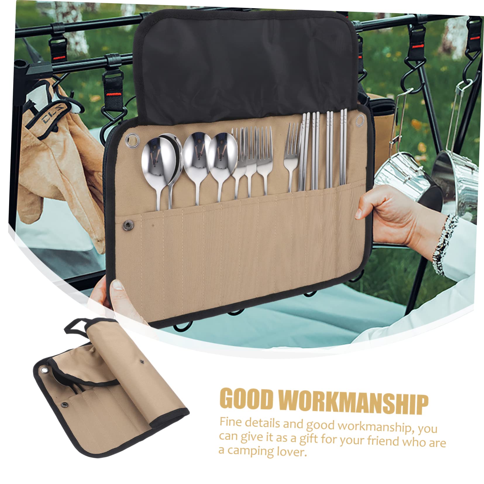 UPKOCH Posat Campeggio in Nylon Custodia Arrotolabile Utensili Per Picnic e Barbecue Facil Trasportare Riporre
