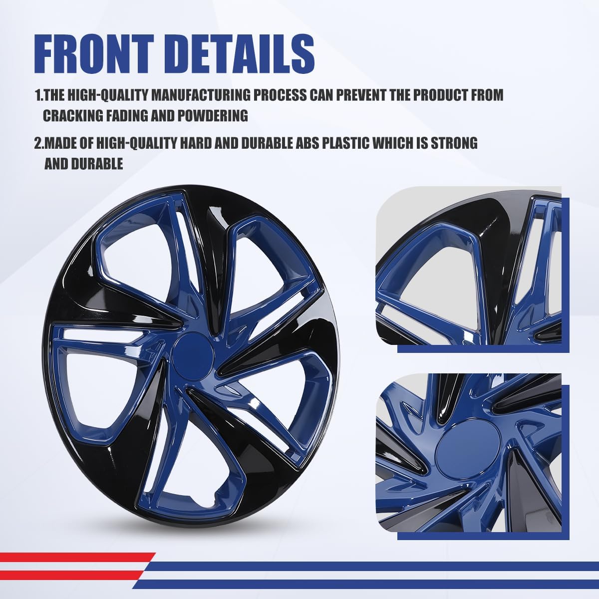Winjet Hubcaps 16 Inch Wheel Covers for Honda Civic Sedan 2016-2026 [2016 2017 2018 2019 2020 2021 2022 2023 2024 2025 2026] Hubcaps,[Only Fit Iron Hub - Steel Wheel](Black Lacquer & Blue Lacquer)