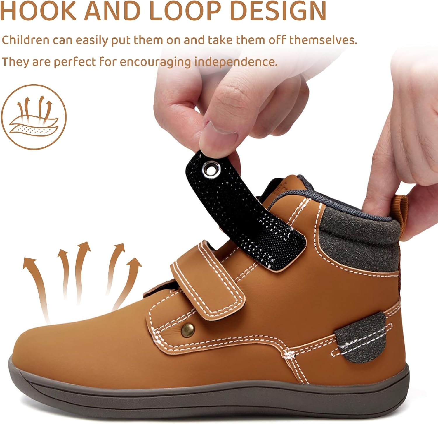 WateLves Toddler Little Kids Wide Barefoot Shoes Girls Boys Fashion Boots High Top Hook and Loop Sneaker Casual Lightweight Walking Shoes - Image 3