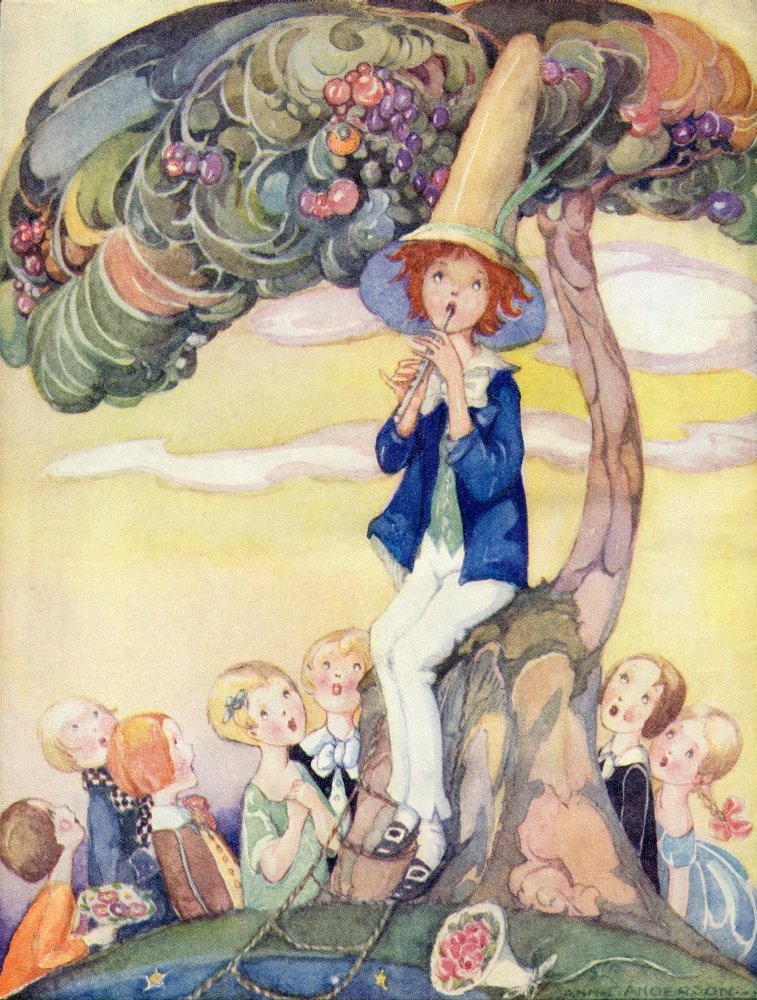 The Dream Piper frontispiece illustration from The Golden Wonder Book published 1934 The piper of dreams draws all the children to his side and his music tells them of enchanted lands where magic fill
