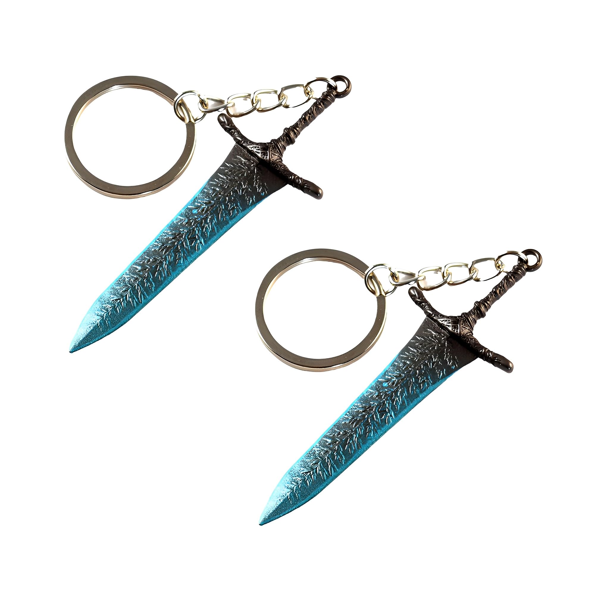 MIAOWR Elden Dark Moon Greatsword Keychain,2 PCS Set,10Cm/3.9In,Full Metal Material