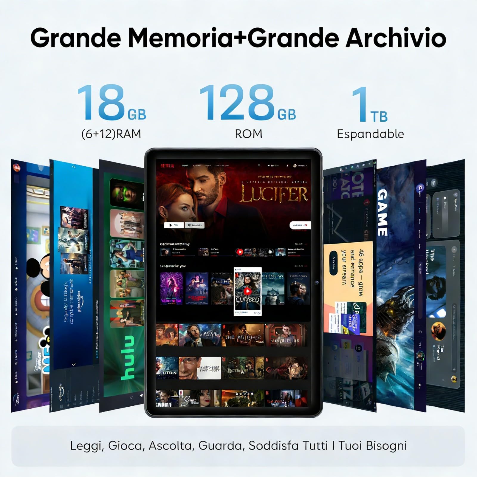 Tablet 10 Pollici, Tablet Android 15 con Custodia, Mouse & Tastiera, Octa-Core, 24GB RAM+128GB ROM+1TB Espandibile, Display IPS HD 1280*800, WiFi 5G, Doppia Fotocamera, 6000mAh, Widevine L1 (K50)