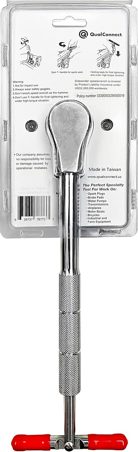QualConnect® 1/2-inch Sidewinder Speedwrench, Professional Drive Reversing, Reversible Speedwrench, Ratchet w/Knurled Handle w/U.S. patent no. 6718850B2
